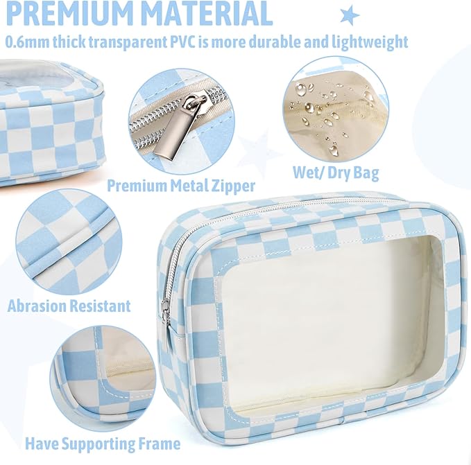 YOPCDJ 5PCS Diaper Bag Organizer Pouch Set, TSA Approved Toiletry Bag，Clear Waterproof TPU Makeup Bag Set Travel Organizer Bags for Women and Kids