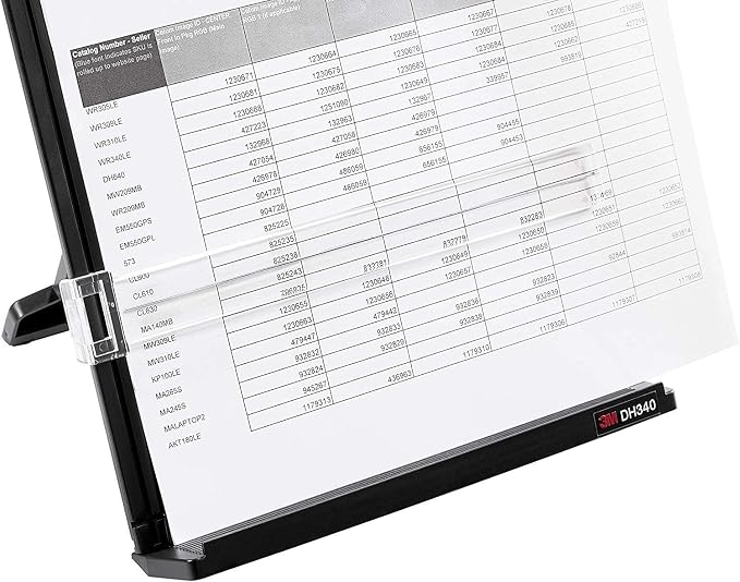 3M Desktop Document Holder with Adjustable Clip, Holds Letter, Legal and A4 Documents, Bottom Ledge Has Lip to Keep up to 150 Sheets Securely in Place, Folds Flat for Storage, Black (DH340MB) (6)