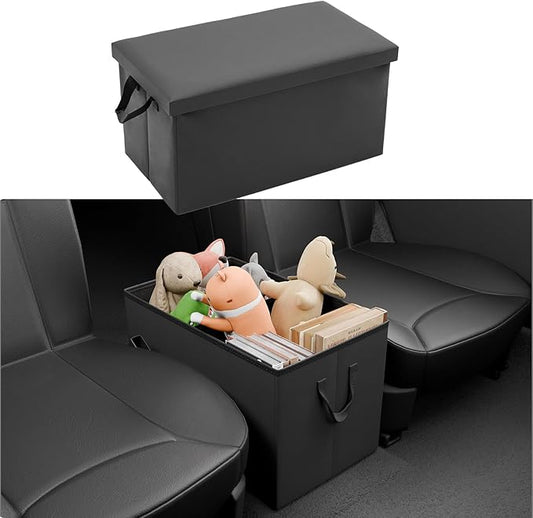 Seat Aisle Storage Box Compatible with 2020-2026 Ford Explorer Rear Car Seat Organizer Foldable Backseat 2nd Row Kids Toys Travel Storage Bin for 2025 Explorer 6 Seats Accessories