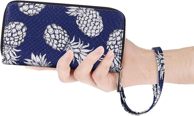 Cellphone Wallet for Women Dual Zipper Long Purse with Removable Wristlet