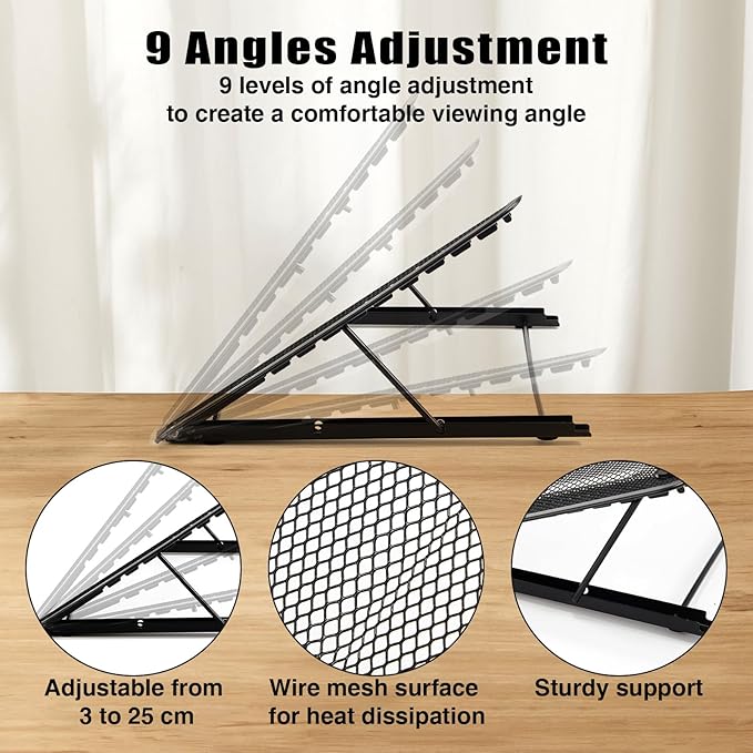 Dunzoom 1 Pc Mesh Laptop Stands 10 Levels Large Adjustable Laptop Riser Holder Computer Stand for Desk Cooling Ventilated Universal Lightweight Ergonomic Tray for Diamond Painting Reading