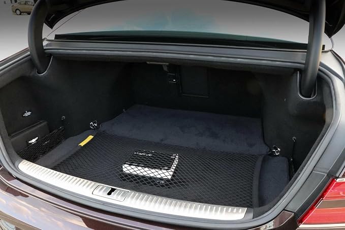 Trunk Organizer Cargo Net for Genesis G80 G90 2017-2026 – Floor Style Cargo Net for Sedan – Premium Mesh Elastic Car Trunk Organizer Vehicle Carrier Storage – Compatible with G80 G90