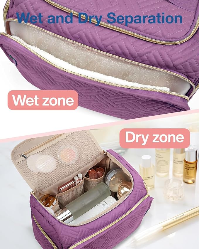 BAGSMART Travel Toiletry Bag for Women, Cosmetic Bag Makeup Bag Organizer with Handle, Travel Bag for Toiletries, Travel Accessories, Full Sized Container