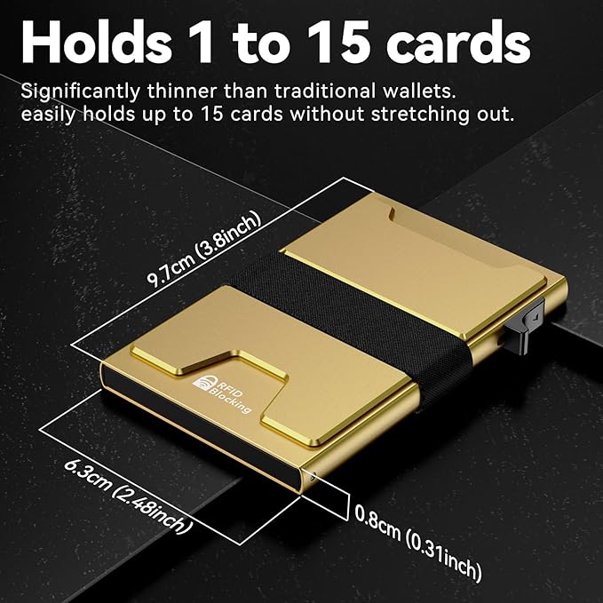 furid Smart Card Wallet for Men Slim: Minimalist Wallets RFID Blocking - Metal Pop Up Front Pocket Business Card Holder - Gift Boxed for Him Stocking Stuffers