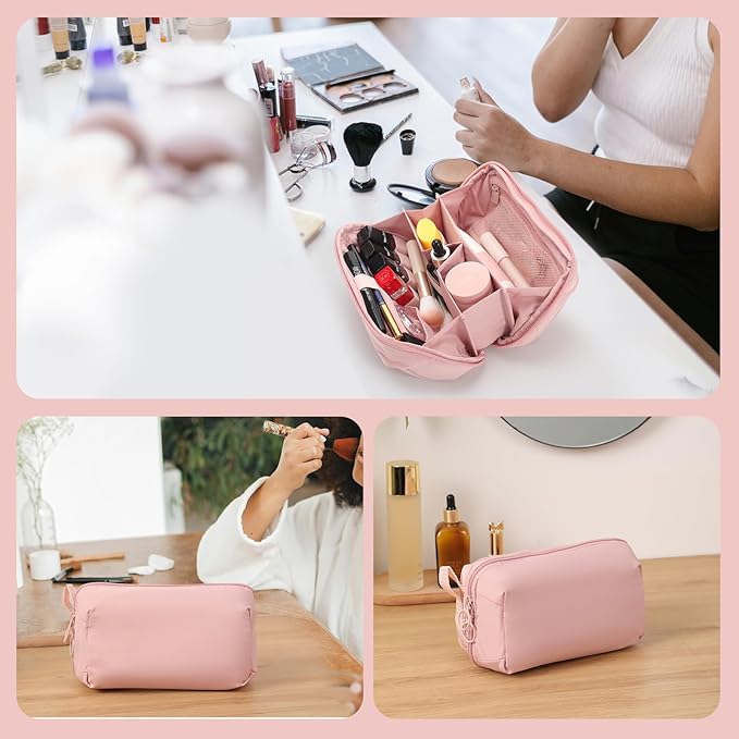 Makeup Bag for Travel Medium Cosmetic Case for Women Large Capacity Portable Zipper Cosmetic Organizer with Compartments