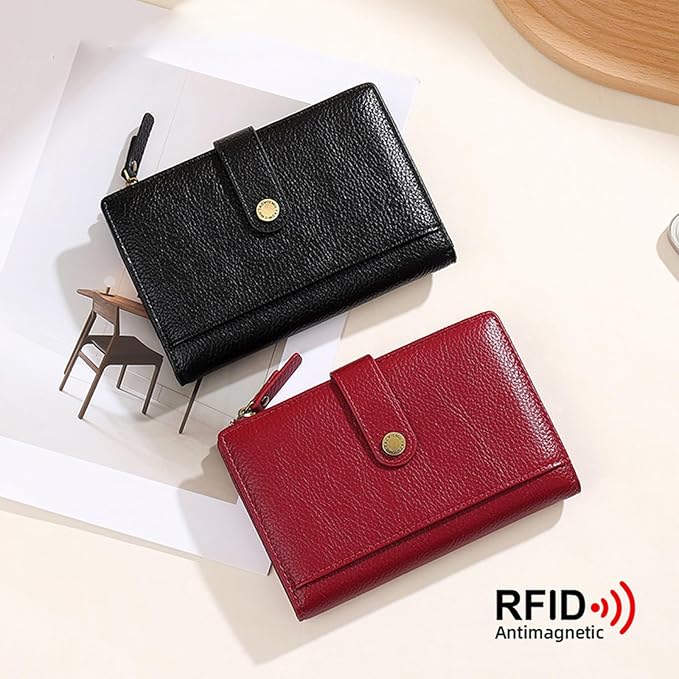 Slim RFID Blocking Passport Holder Wallet,PU Leather Travel Card Organizer,Lightweight Passport Case for Women Men (Red)