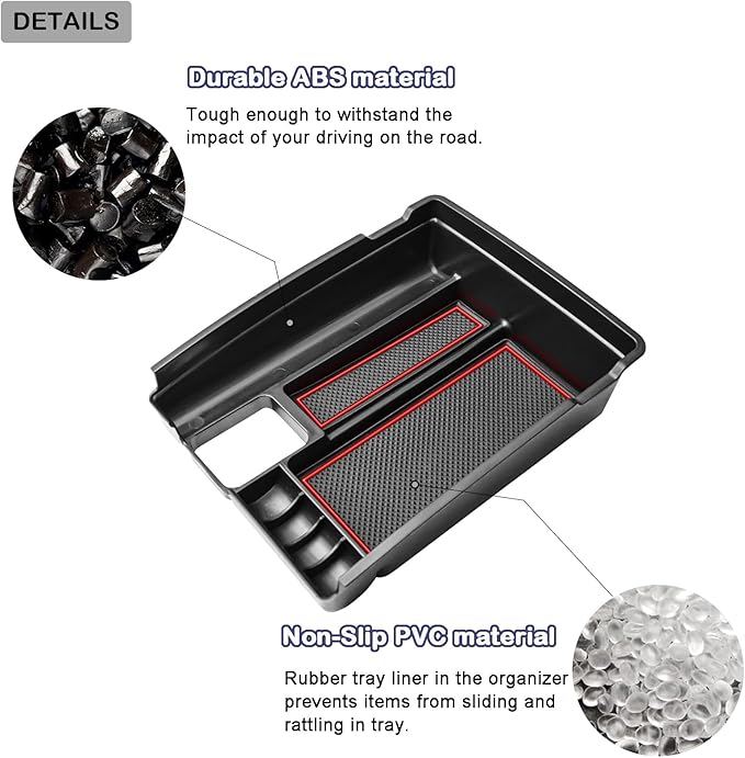 HGWEI Center Console Organizer Tray Compatible with Nissan Rogue 2014-2020 / Rogue Sport 2017-2022 / Murano 2015-2024 Interior Accessories Insert Armrest Storage Glove Box, Red
