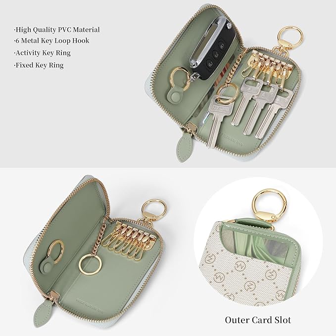 GOLF SUPAGS Women PVC Leather Car Key Chain Card Holder Wallet Pouch 6 Hook Snap Closure keys Money Organizer Case | Card Holder, 6 Hook, Snap Closure, keys, Money Organizer, Case