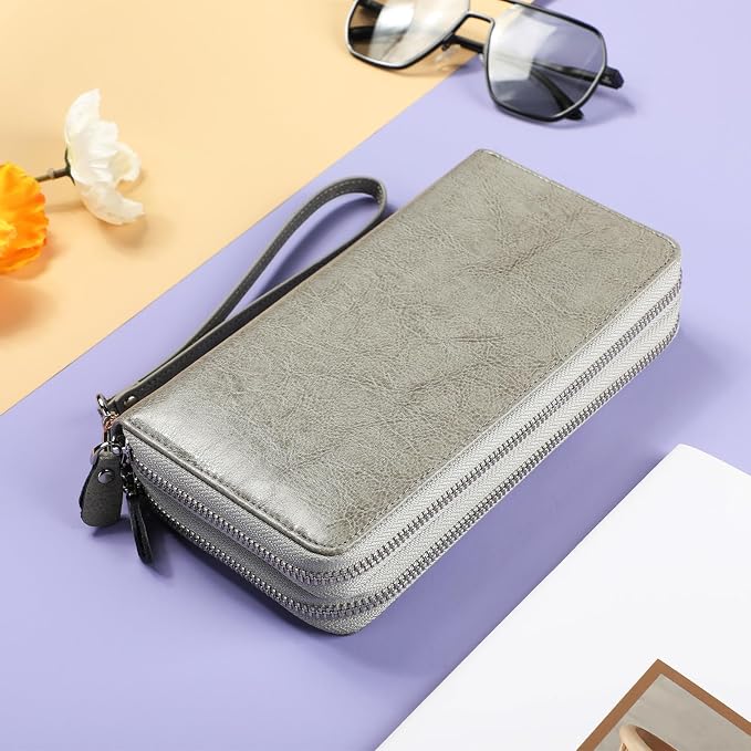 Lavemi Small Compact Women Wallet RFID Blocking Genuine Leather Bifold Purse with ID Windows