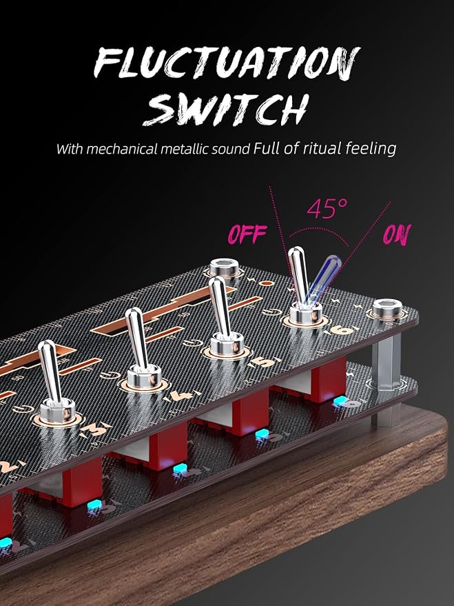Walnut Cyberpunk USB Docking Station for Independent Switch Control, 6 Port USB2.0 Hub,USB Splitter Expander,USB/SD/TF Card Storage Box,Retro USB Desktop PC Controller-F062