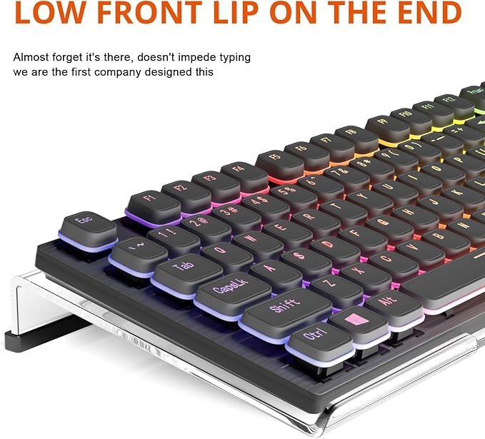 Richboom Computer Keyboard Stand Tilt PC Keyboard Stand Riser for Easy Ergonomic Typing, Acrylic Keyboard Tray Holder for Office Desk, Home, School, with Silicone Anti-Slip Case, Clear