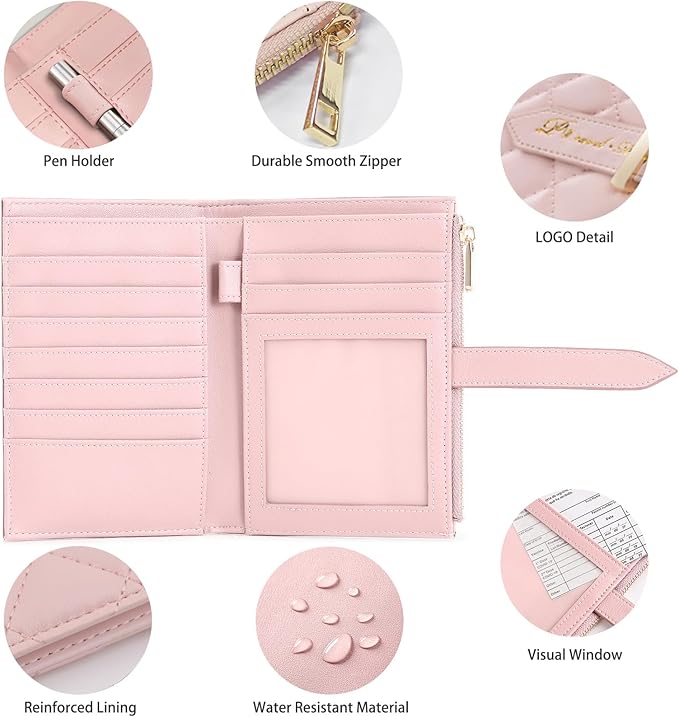 Passport Holder for Travel,Leather Passport Wallet,Travel Document Organizer with AirTag Slot,RFID Blocking With Credit Cards Case,Zippered Coins Pocket and Cash Slot for Women Men