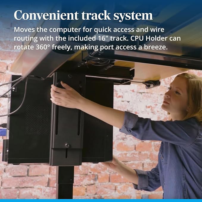 UPLIFTDESK Under Desk PC Mount ??Adjustable CPU Holder with 16" Slide-Out Track & 360° Swivel, 50 lb Capacity PC Holder, Fits Most Desktop Towers and Standing Desks