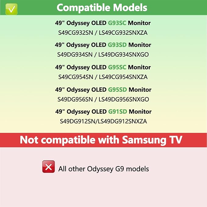 G93SC VESA Adapter Compatible with Samsung OLED Odyssey G9 (G93SC G95SC G91SD G93SD G95SD ) LS49CG932SNXZA LS49CG954SNXZA LS49CG950SNXZA LS49DG912SNXZA LS49DG934SNXGO LS49DG956SNXGO Monitor Stands
