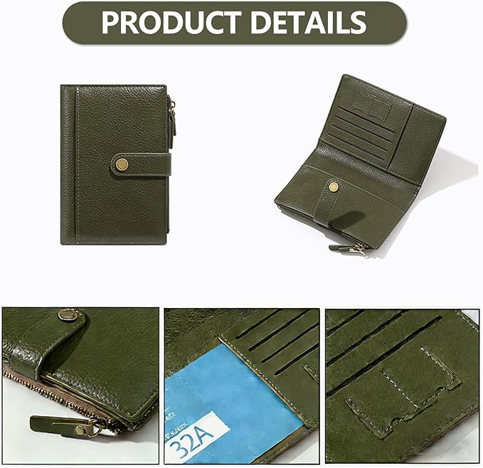Slim RFID Blocking Passport Holder Wallet,PU Leather Travel Card Organizer,Lightweight Passport Case for Women Men (Green)