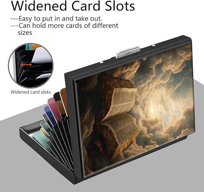 Credit Card Holder Books Design Mini RFID Blocking Aluminum Wallet Slim Metal Hard Cover Shell Travel Wallet ID Cases Small Credit Cards Case Business Cards for Women Men Girls