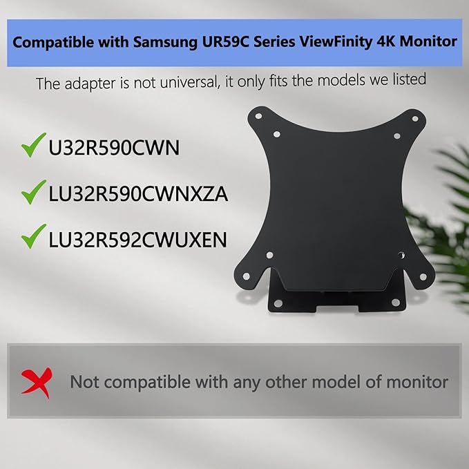 UR59C VESA Mount Adapter Compatible with Samsung UR59 Series 4K Monitor（Fits U32R590, U32R590CWN, U32R592, U32R592CWU Monitorï¼?Black)