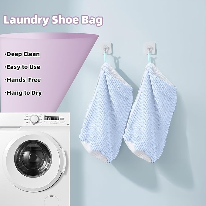 Shoe Washing Machine Bag Shoe Laundry Bags for Sneakers Reusable 2pc Shoes Cleaning Bags 360° Deep Clean for All Shoes Types With Invisible Zipper