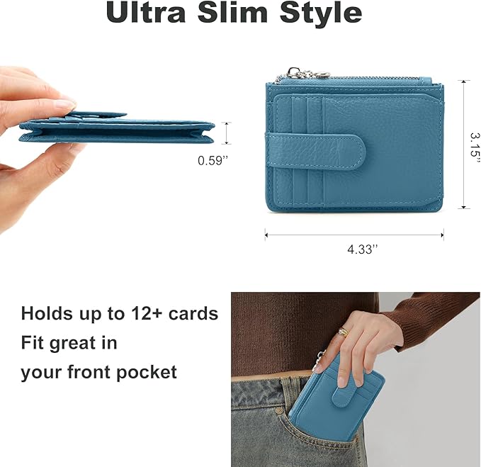 Slim Wallet for Women Genuine Leather Card Holder Thin Womens RFID Blocking Small Wallets