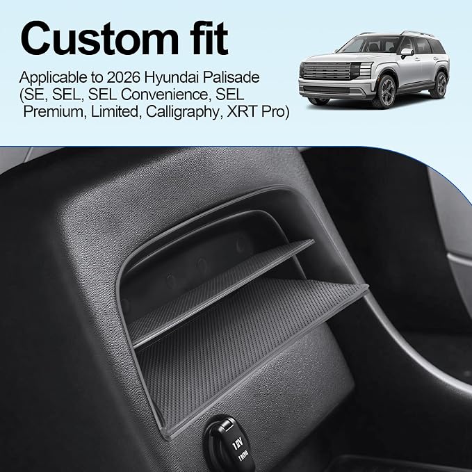 SHAOHAO for 2026 Hyundai Palisade Lower Organizer for 2026 Hyundai Palisade Calligraphy Accessories Under Console Organizer Tray 2026 Pliasade Hybrid Space Expand Storage Box (Only for 7-Seat)