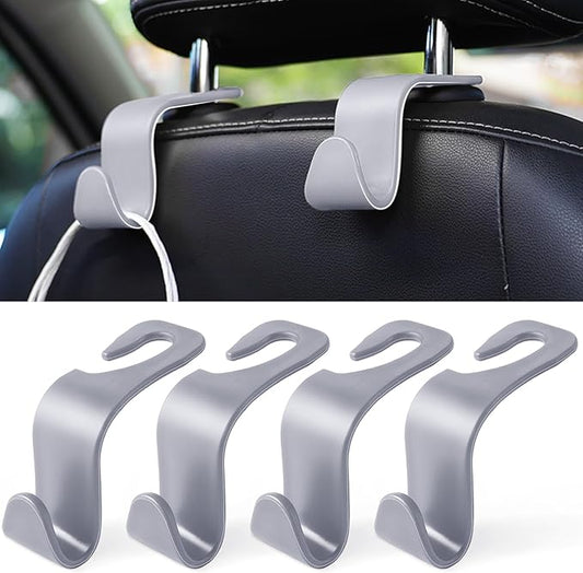 LivTee Car Seat Headrest Hook, Car Headrest Hidden Hook, 4 Pack Universal Auto Car Back Seat Hook Organizer for Purse Coat, Car Interior Accessories (Gray)