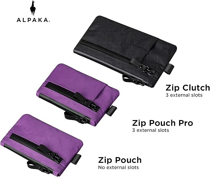 ALPAKA Zip Pouch Mulberry X-Pac VX21 - RFID-Blocking Small Cash and Card Zip Wallet with Carbon Neutral, Weatherproof Fabrics, EDC Pouch for Men Travel