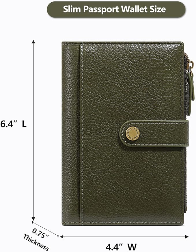 Slim RFID Blocking Passport Holder Wallet,PU Leather Travel Card Organizer,Lightweight Passport Case for Women Men (Green)