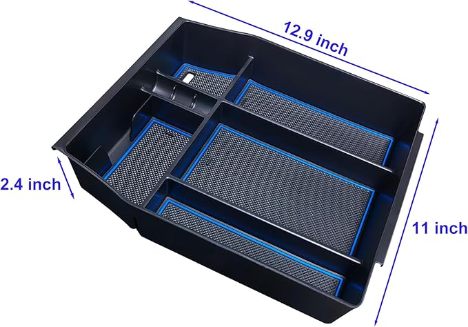 Zxiaochun Center Console Organizer Compatible with 2021 2022 2023 2024 Ford F150 Interior Accessories, Armrest Box Insert Storage Tray (Full Console w/Bucket Seats ONLY)-Blue Trim