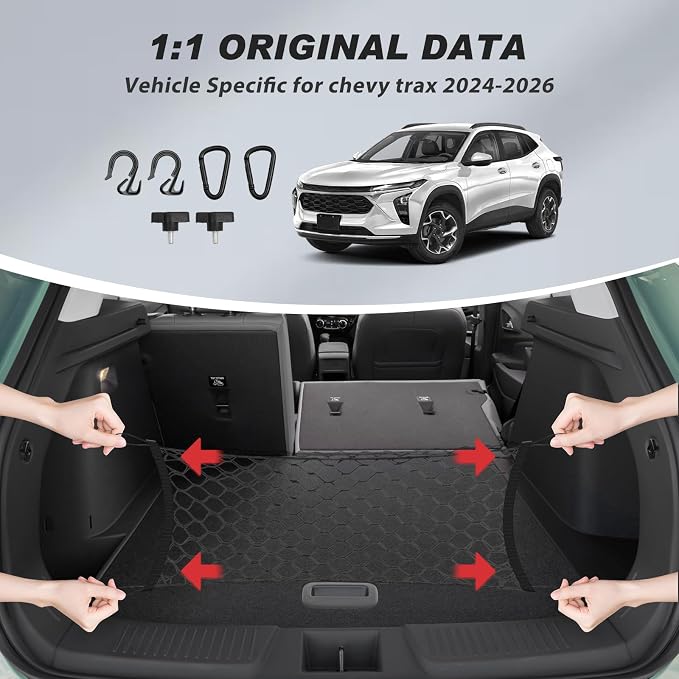 Karltys Cargo Net for Chevy Trax 2024-2026 Trunk Net | Envelope Style Elastic Mesh Net | Heavy Duty Metal Hooks | Chevrolet Trax Accessories