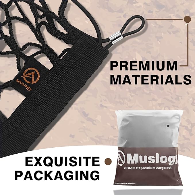 Muslogy Truck Bed Cargo Net Compatible with Nissan Frontier 2022-2025 2026 Accessories, Pickup Truck Bed Cargo Organizer Storage Net with Heavy Duty Carabiners
