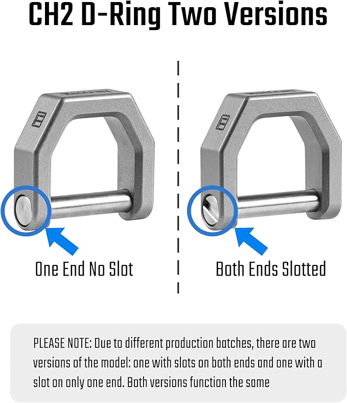 MecArmy CH2 Titanium D Ring Keychain for Thick Car Key Remotes, Precision Locking EDC Shackle, Heavy-Duty Key Carabiner Alternative, CNC Machined (Stonewashed, Large)