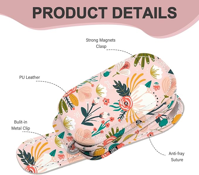 2 Pack Sunglass Holder for Car Visor, Universal Magnetic Car Sunglass Holder for Different Size Eyeglasses, Car Visor Accessories (Flower-Pink)