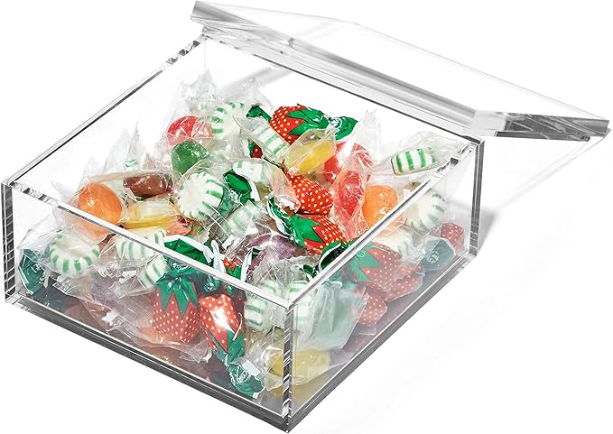 OfficeGoods Acrylic Desk Organizer w/Silver Base – Functional & Elegant Odds & Ends Box for Display or Storage – Perfect for Home or Office, Kitchen, Bathroom Vanity, Curio Display - Extra Large