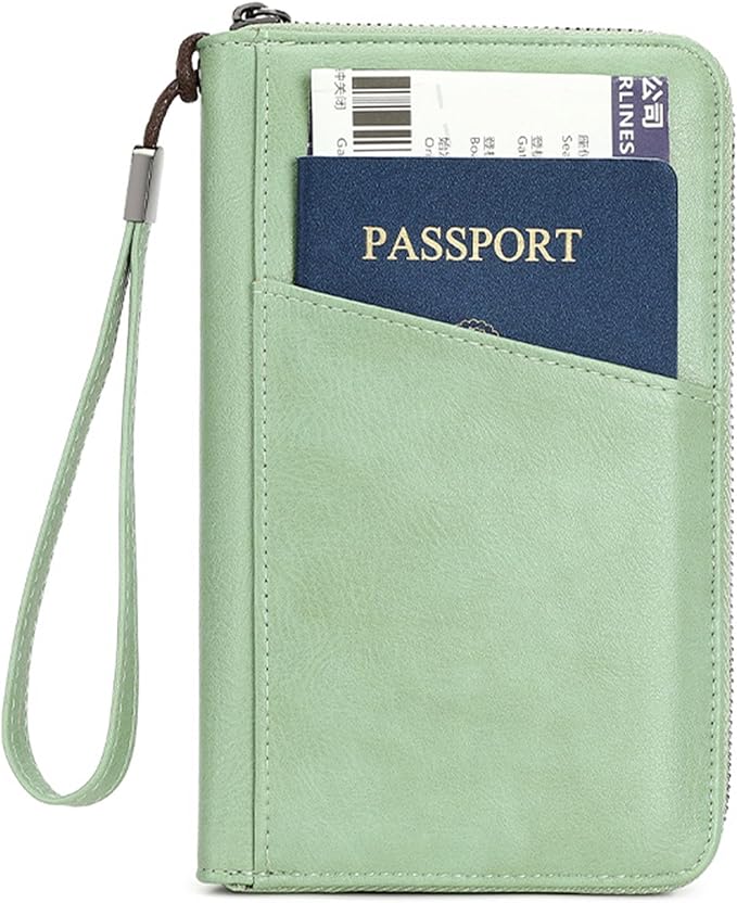 Family Passport Holder for Travel Women and Men Multiple RFID blocking Passport Holder MultiFunction Passport Wallet Passport Case Passport cover with Zipper