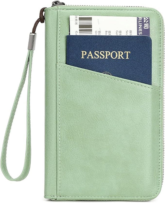 Family Passport Holder for Travel Women and Men Multiple RFID blocking Passport Holder MultiFunction Passport Wallet Passport Case Passport cover with Zipper