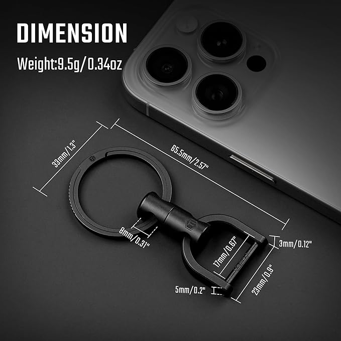 KeyUnity KM13 Swivel Keychain with D Ring Key Shackle, Titanium Rotatable Key Organizer
