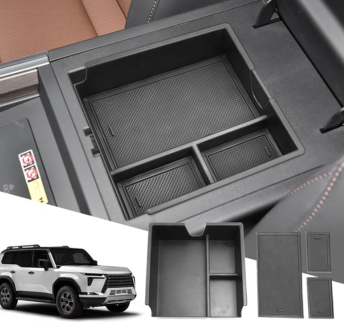 SXCY for 2024 2025 2026 Lexus GX 550 Center Console Organizer for Lexus GX 550 2024 2025 2026 Accessories Console Tray for 2024 2025 2026 GX550 Armrest Storage Console Organizer(No Refrigerator)