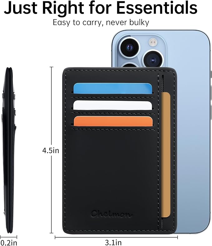 Chelmon Slim Wallet for Men, Minimalist Front Pocket RFID Blocking Credit Card Holder