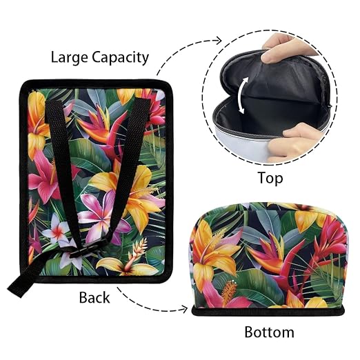Biyejit Tropical Floral Car Trash Can Bin with Lid Hanging for Back Seat, Car Accessories for Women Men Leak Proof Automotive Garbage Cans Leakproof Vehicle Trash Can for Truck SUV