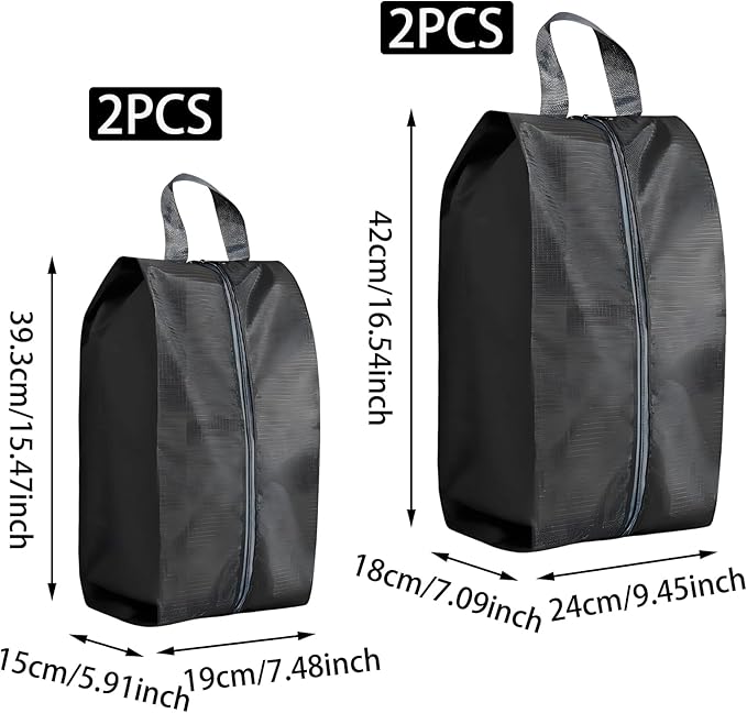 4 Pack Waterproof Shoe Bags, Extra Large Travel Shoe Bag Portable Packing, Zipper & Handle Bag for Gym/Storage/Luggage/Closet Men & Women