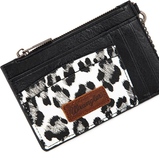Montana West X Wrangler Credit Card Holder Leopard Print Womens Wallet Slim Credit Card Wallets, Card Cases & Money Organizers Keychain Wallet with Wristlet Strap