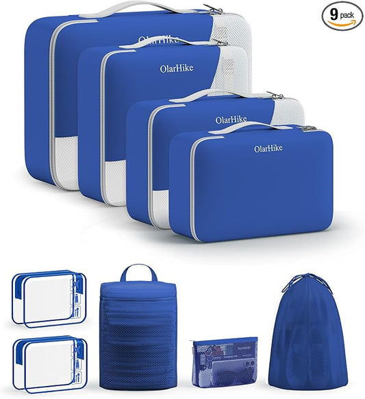 9 Set Packing Cubes for Travel, Gifts for Women Mom,Anti-Tearing Suitcase Organizer,OlarHike Vacation Essentials & Accessories for Cruise Ship