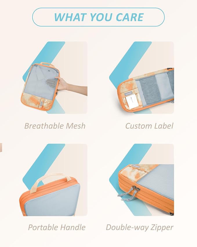 BAGSMART 6 Set /4 Set/2 Set Compression Packing Cubes for Travel, Lightweight Luggage Organizer Bags, Durable Space Saver Bags Travel Essentials