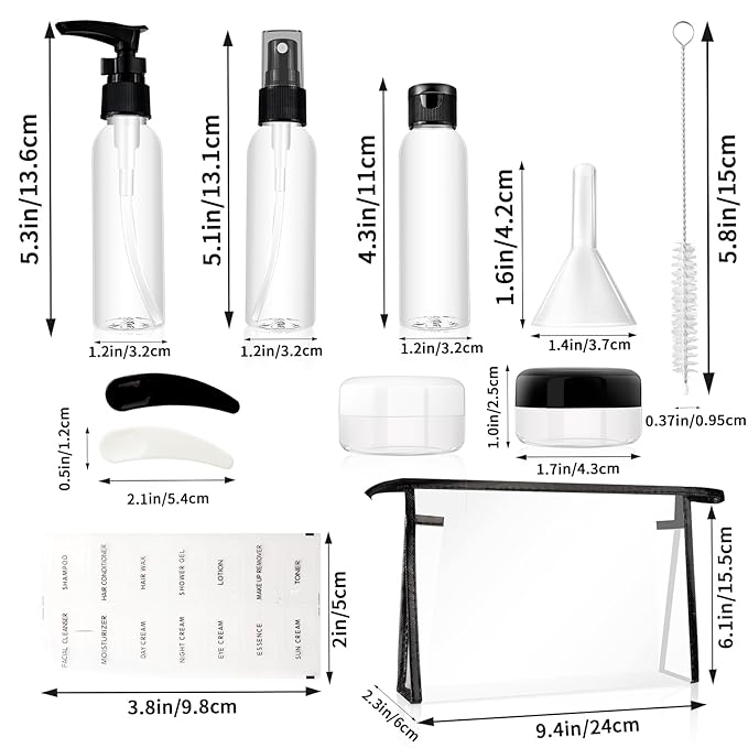 Travel Bottles For Toiletries, TSA Approved 13Pcs Leak Proof Travel Bottles Set, High Transparency Plastic Travel Containers With Toiletries Bag For Cosmetics Shampoo Lotion Cream