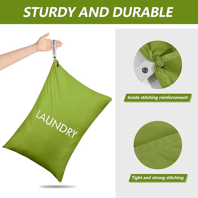 MissBoy Travel Laundry Bag with Zipper, Odor-Isolating & Splash-proof Dirty Clothes Organizer for Suitcase, Lightweight Foldable Wet Dry Bag for Gym, Camping, and Swimming