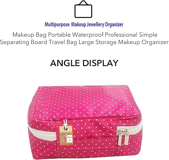 atorakushon Travel Makeup Train Case Cosmetic Organizer Portable Artist Storage Bag Zipper Pouch with Adjustable Divider for Women Girls Gifts Water-Resistant Daily Storage Organzier (Pink)