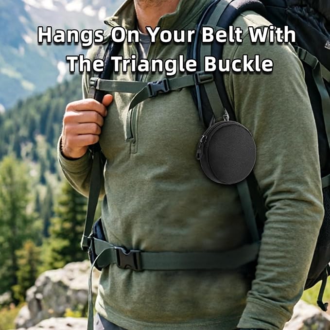 Coin Pouch for Men 3PCS Black, 1000D Nylon Small Zipper Change Purse with Triangle Buckle, Mini Portable Compact Pocket Coin Holder for Loose Change