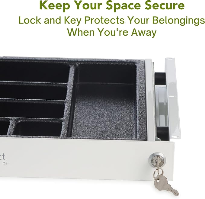 PERFECT POSTURE Max Under Desk Storage Drawer – Large Desk Drawer with Lock for Regular & Sit-Stand Standing Desks, White (12.3” x 12.8”)