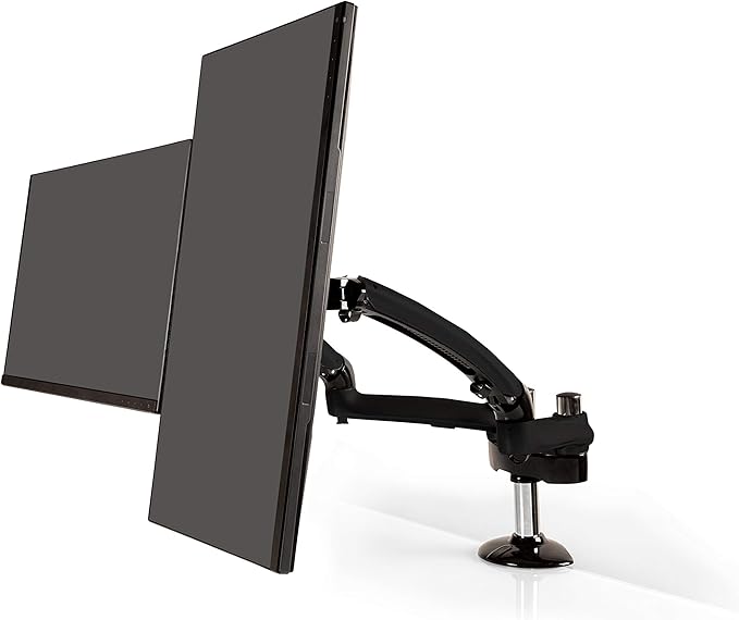 Ergotech Dual Freedom Arm, Includes Two Aluminum Articulating Arms,8.4-17.8 lbs. Weight Capacity per Arm, Suitable for Monitors up to 27'', VESA Compatible 75×75, 100×100,(FDM-PC-G02) -Dual,Metal Gray