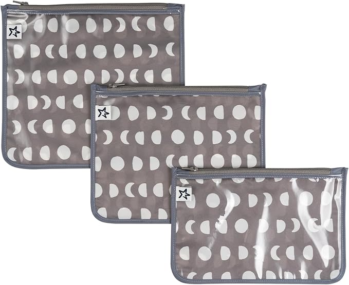 Tiny Twinkle Diaper Bag Organizing Pouches|3 Pack Mess-Proof Clear Front Travel Organizer Bags&TSA Approved Toiletry Bag Set for Baby and Mom Essentials